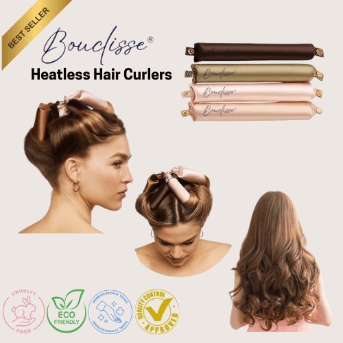 Bouclisse - Heatless Hair Curlers displayed with various colors, highlighting unheated hair curlers for easy styling.